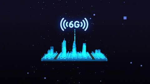 6G digital global technology world network. Smart city digital cyberspace. .. Stock Photos