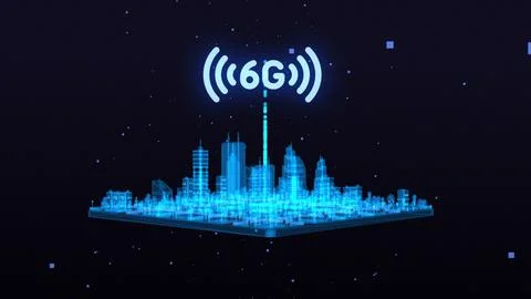 6G digital global technology world network. Smart city digital cyberspace. .. Stock Photos