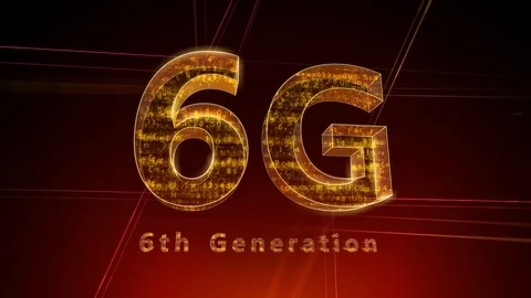 6G Digital Network technology 6th generation mobile communication 1 F1 red 4 Stock Footage 130156892