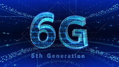 6G Digital Network technology 6th generation 2 F1 blue 4k Stock Footage 130635722