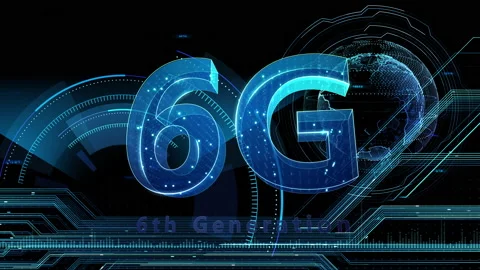 6G Digital Network technology 6th generation mobile 513 black 4k Vídeos de archivo 135774920