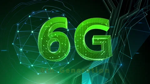 6G Digital Network technology 6th generation mobile 511 green 4k Vídeos de archivo 135775032