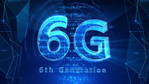 6G Digital Network technology 6th generation mobile 516 blue 4k Stock Footage 135776411