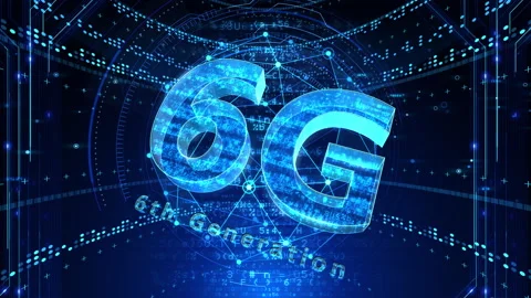 6G Digital Network technology 6th generation mobile 502 blue 4k Stock Footage 135778502