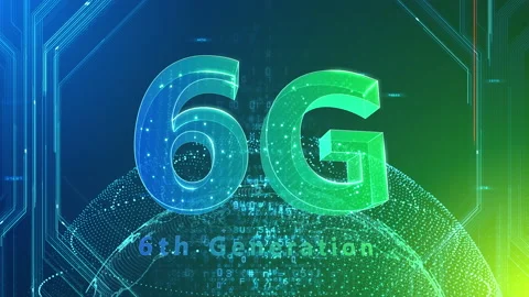 6G Digital Network technology 6th generation mobile 527 green 4k Vídeos de archivo 135780184