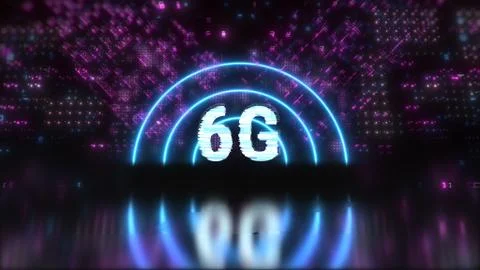 6G fast mobile network and internet concept symbol. Tech style background Stock Illustration