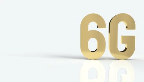 6g gold colour 3d rendering on white back ground Stock Illustration