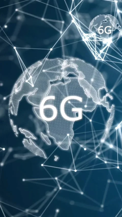 6G network and global connectivity animation over digital world map Stock Footage 342997369