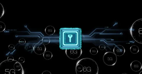 6G network connections with digital key symbol and futuristic animation design Stock Footage 304840984
