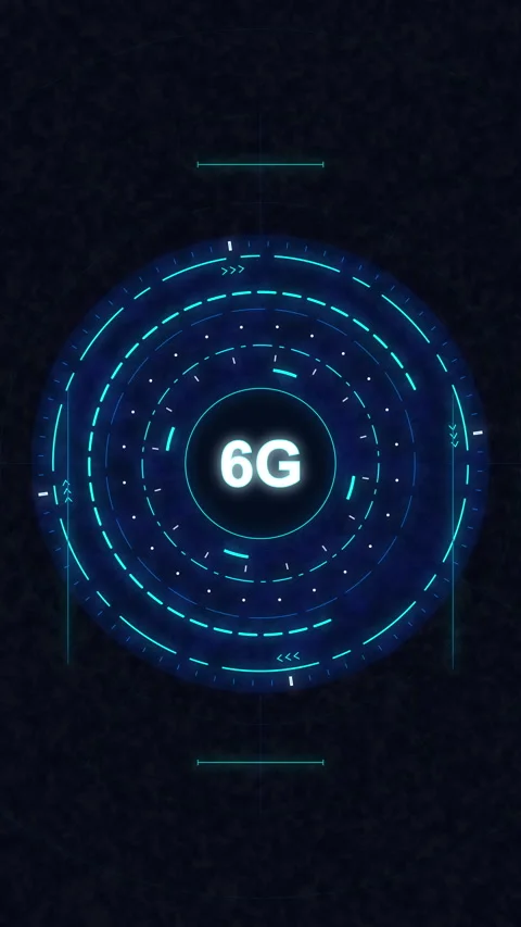 6g network technology motion graphic with circular data nodes and connectio.. Stock Footage 348325127