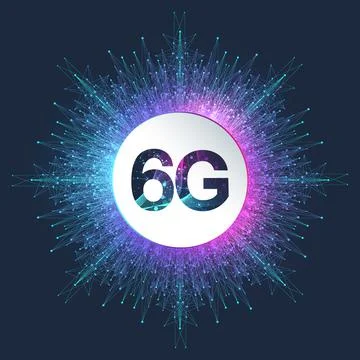 6G network wireless systems and internet vector illustration. Communication Stockillustratie