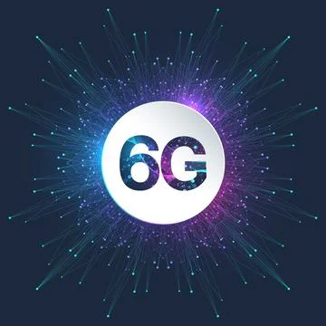 6G network wireless systems and internet vector illustration. Communication Stockillustratie