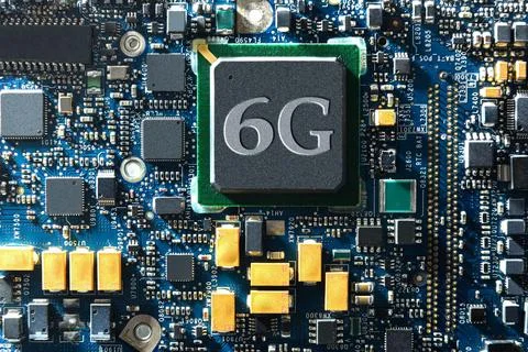 6G Processor Chip on Advanced Circuit Board Foto stock
