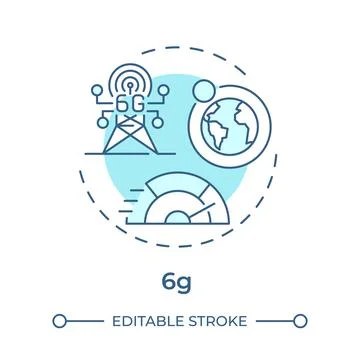 6G soft blue concept icon Stock Illustration
