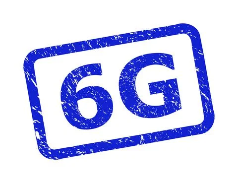 6G Stamp Seal with Corroded Texture and Rounded Rect Frame Stock Illustration