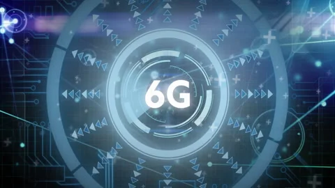 6G technology animation with futuristic digital interface and geometric patterns Stock Footage 303616833