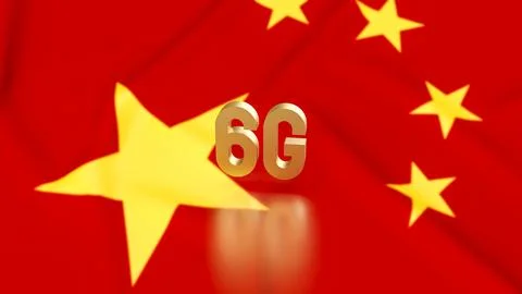 The 6G Technology on Chinese flag for Technology concept 3d Rendering. Stock Photos