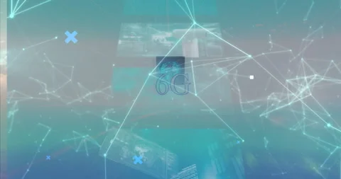 6G technology concept with digital connections and geometric shapes animation Stock Footage 303590444