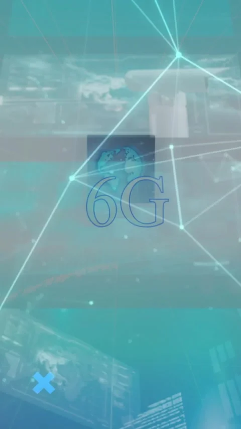 6G technology concept with digital connections and geometric shapes animation Stock Footage 319811417