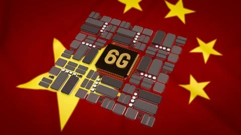 The 6G Technology on IC PCB board for Technology concept 3d Rendering.. Stock Photos