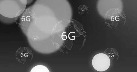 6G technology text over digital globe animation with glowing circles Stock Footage 303527396