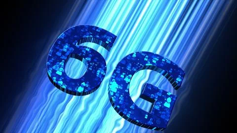 6G Technology Visualization. 3d, No Text. Stock Illustration