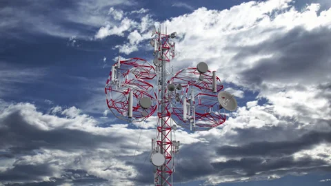 6G Telecommunication Base Station Cloud Timelapse Stock Footage 314004717