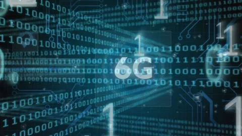 6g text and binary coding data processing against microprocessor connections on Stock Footage 220400951