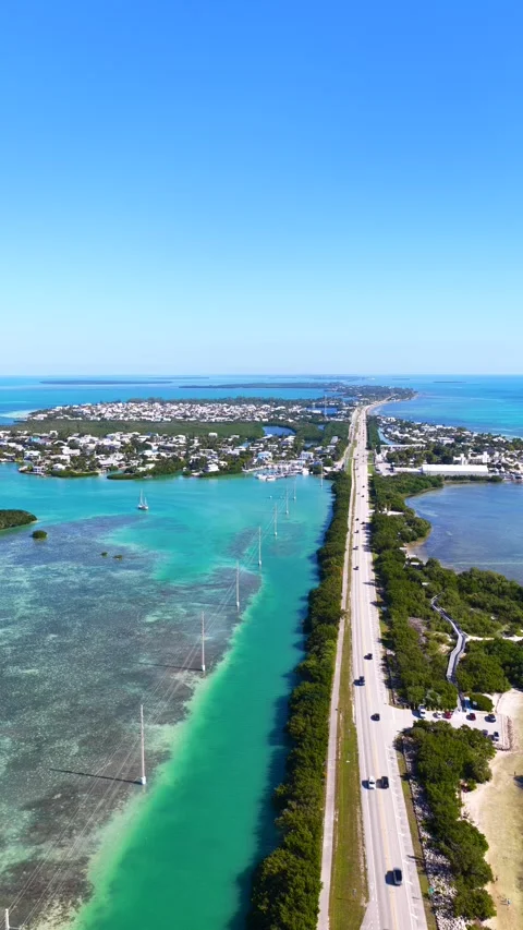 6k aerial vertical static clip Florida Keys. View of Islamorada 2025 Stock Footage 325223329