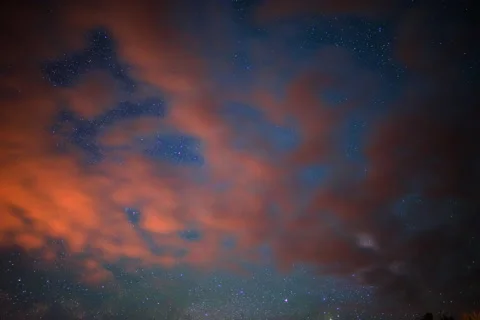 6K Astrophotography Time Lapse of Milky Way Galaxy Rising through Clouds Stock Footage
