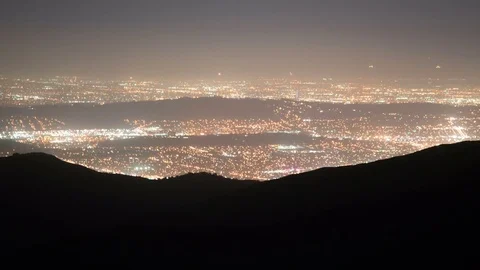 6K City Lights Time Lapse from mountain top Stock Footage