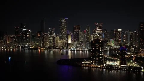 6k Miami night aerials of Brickell Bay Stock Footage 344976866