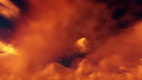6K orange red dramatic apocalyptic toxic sunset fiery fantasy clouds loop Vidéo 170494432