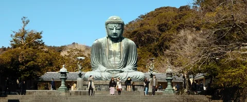 6K - People Visiting a Buddha Statue in Japan Stock Footage 125694209