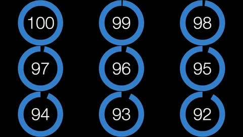 6K Pie Chart Blue with Numbers from 0 to 100 Percent Stock Footage 121313431