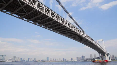 6K Time Lapse - Beautiful Sky over the Bridge (Rainbow Bridge in Tokyo) Stockbeeldmateriaal 62551050