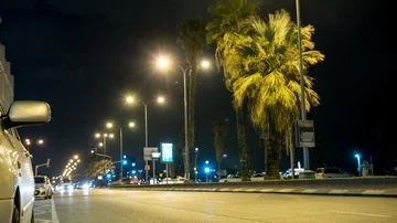 6k Time Lapse of Car streaking by camera on a city street in Tel Aviv Israel Stock Footage 86073981