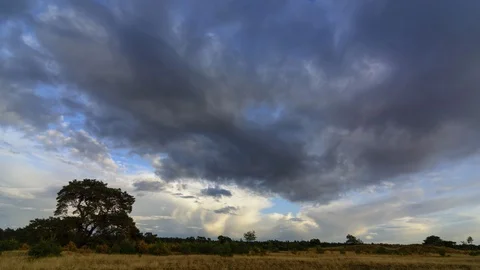 6K Timelapse with clouds and a short rainbow Stock Footage 94212134
