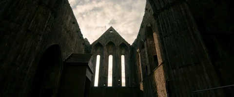 6K - Timelapse Looking Up Inside a Castle in Ireland Stock Footage 123379026