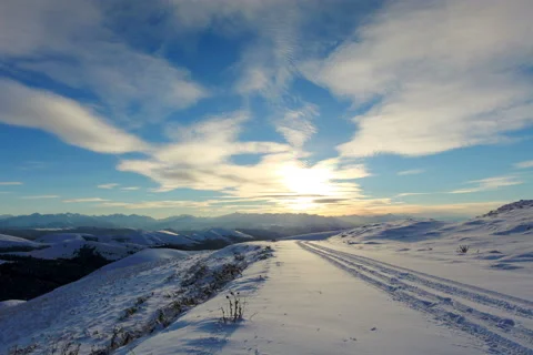 6K. Timelapse sunset in the mountains, Circumhorizontal arc, Northern Caucasus,  Stock Footage 47885354