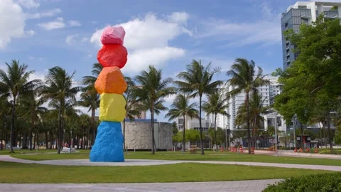 6k video Colored rocks Collins Park Miami Beach Video stock 130282860