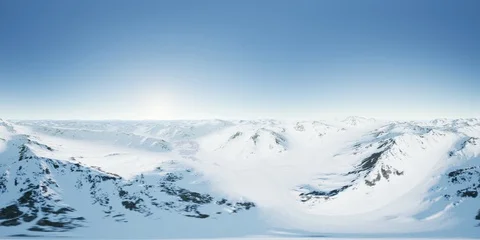 6K vr 360 aerial camera moving above antarctic landscape. ready for use VR Stock Footage