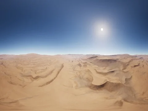 6K vr 360 camera moving above desert. ready for use in vr360 virtual reality Stock Footage