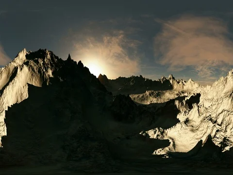 6K vr 360 panorama of mountains. made with the one 360 degree lense camera Stock Footage 71313005