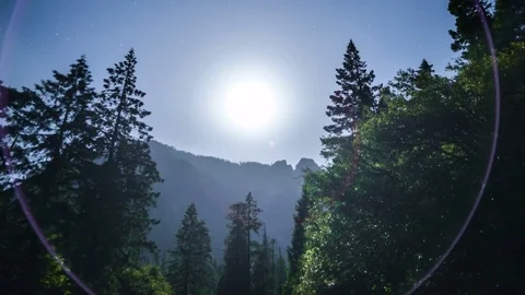 6K Yosemite Lunar Eclipse Time Lapse &amp; Forest Stock Footage 72627759