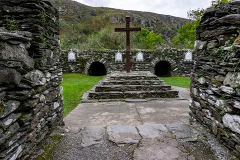 The 6th century monastic cell of the first bishop of Cork, Ireland. Stock Photos