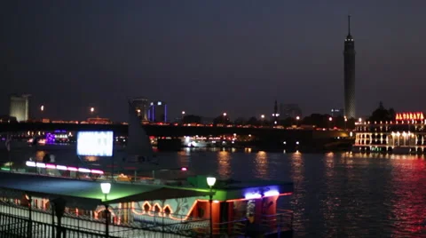 6th October Bridge at night Stock-Footage 49844007