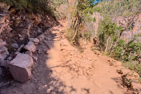 6th Switchback along North Kaibab Trail at North Rim AZ Stock Photos