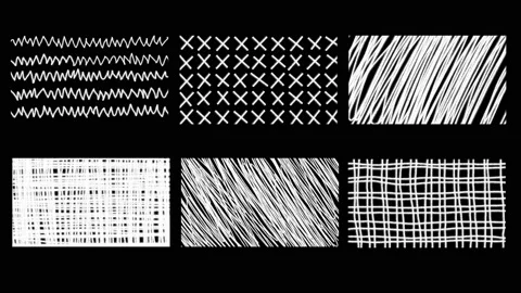 6X Set of Animated backgrounds white in black. Texture brush pattern Stock Footage 166565631