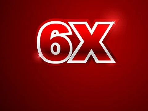 6x sign in red background Stock Illustration